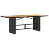  fekete polyrattan kerti asztal akácfa lappal 190 x 80 x 75 cm