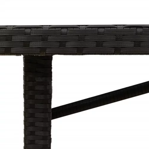 fekete polyrattan kerti asztal akácfa lappal 190 x 80 x 75 cm