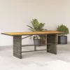  szürke polyrattan kerti asztal akácfa lappal 190 x 80 x 75 cm