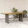  szürke polyrattan kerti asztal akácfa lappal 190 x 80 x 75 cm