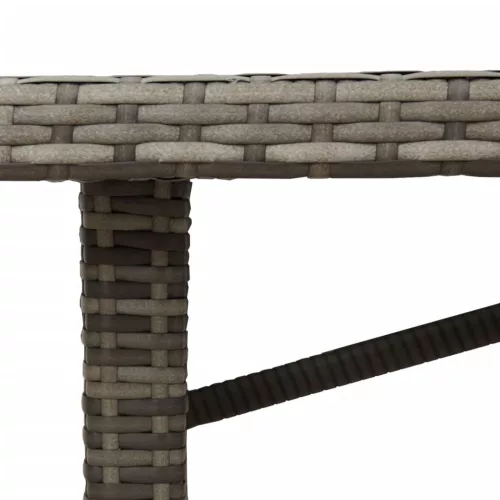  szürke polyrattan kerti asztal akácfa lappal 190 x 80 x 75 cm