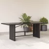  fekete polyrattan üveglapos kerti asztal 190 x 80 x 75 cm