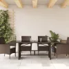  barna polyrattan üveglapos kerti asztal 190x80x75 cm