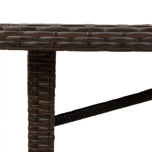  barna polyrattan üveglapos kerti asztal 190x80x75 cm