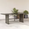  szürke polyrattan üveglapos kerti asztal 190 x 80 x 75 cm