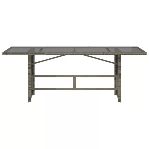  szürke polyrattan üveglapos kerti asztal 190 x 80 x 75 cm