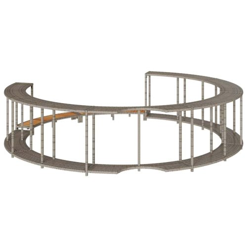  pezsgőfürdő körülvevő tárolóval és fa lépcsővel szürke