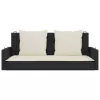  fekete polyrattan hintapad párnával 119 x 56 x 48 cm