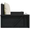  fekete polyrattan hintapad párnával 119 x 56 x 48 cm