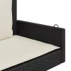  fekete polyrattan hintapad párnával 119 x 56 x 48 cm
