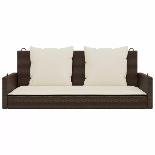  barna polyrattan hintapad párnával 119 x 56 x 48 cm