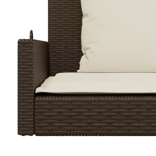 barna polyrattan hintapad párnával 119 x 56 x 48 cm