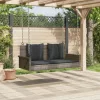  szürke polyrattan hintapad párnákkal 119x56x48 cm