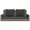  szürke polyrattan hintapad párnákkal 119x56x48 cm