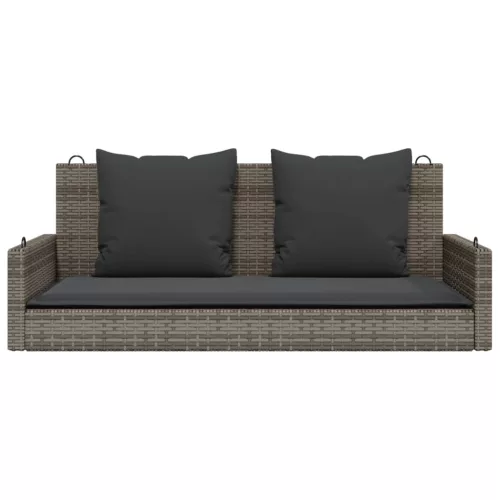  szürke polyrattan hintapad párnákkal 119x56x48 cm
