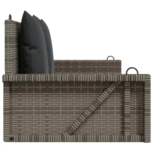  szürke polyrattan hintapad párnákkal 119x56x48 cm
