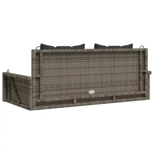  szürke polyrattan hintapad párnákkal 119x56x48 cm