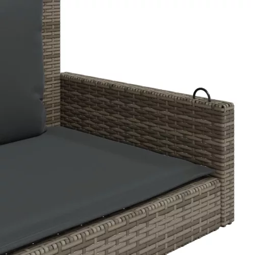  szürke polyrattan hintapad párnákkal 119x56x48 cm