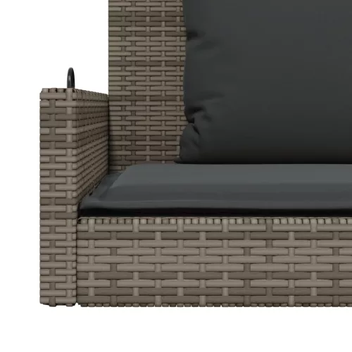  szürke polyrattan hintapad párnákkal 119x56x48 cm