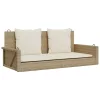  bézs polyrattan hintapad párnával 119 x 56 x 48 cm