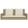  bézs polyrattan hintapad párnával 119 x 56 x 48 cm