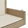  bézs polyrattan hintapad párnával 119 x 56 x 48 cm