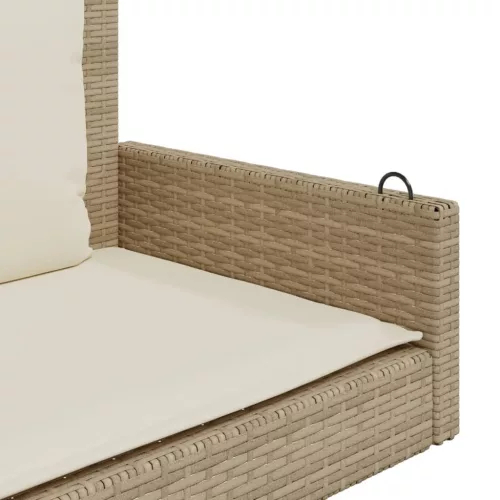  bézs polyrattan hintapad párnával 119 x 56 x 48 cm