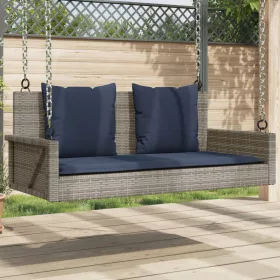  szürke polyrattan hintapad párnákkal 119 x 56 x 48 cm