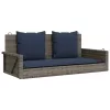  szürke polyrattan hintapad párnákkal 119 x 56 x 48 cm