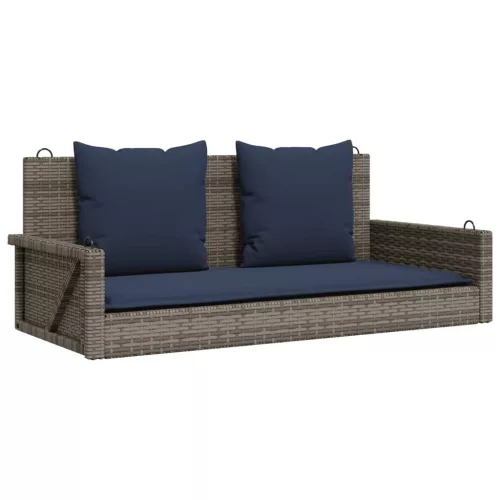  szürke polyrattan hintapad párnákkal 119 x 56 x 48 cm