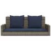  szürke polyrattan hintapad párnákkal 119 x 56 x 48 cm