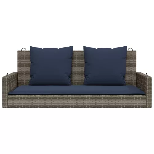  szürke polyrattan hintapad párnákkal 119 x 56 x 48 cm
