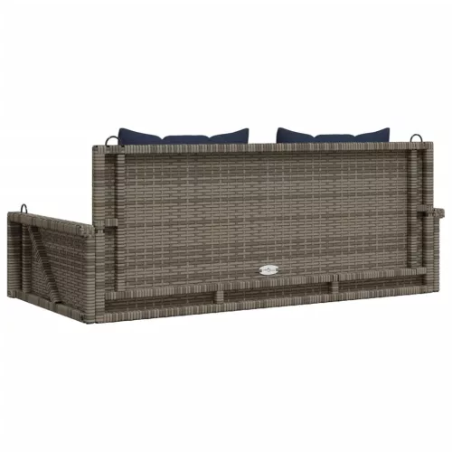  szürke polyrattan hintapad párnákkal 119 x 56 x 48 cm