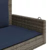  szürke polyrattan hintapad párnákkal 119 x 56 x 48 cm