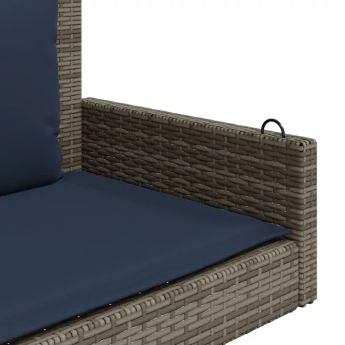  szürke polyrattan hintapad párnákkal 119 x 56 x 48 cm