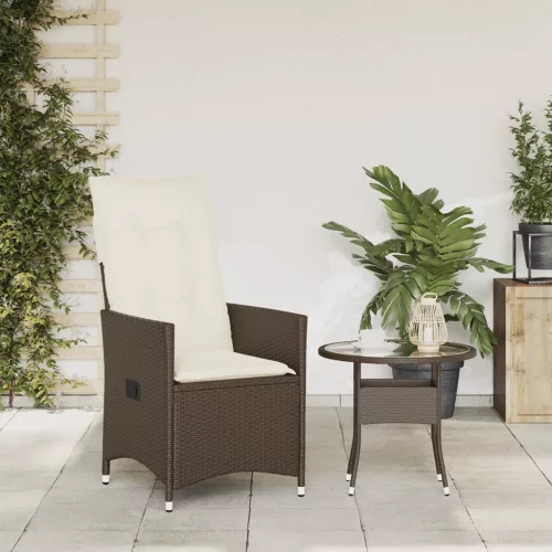  barna polyrattan dönthető kerti szék párnákkal
