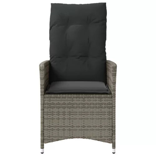  szürke polyrattan dönthető kerti szék párnákkal