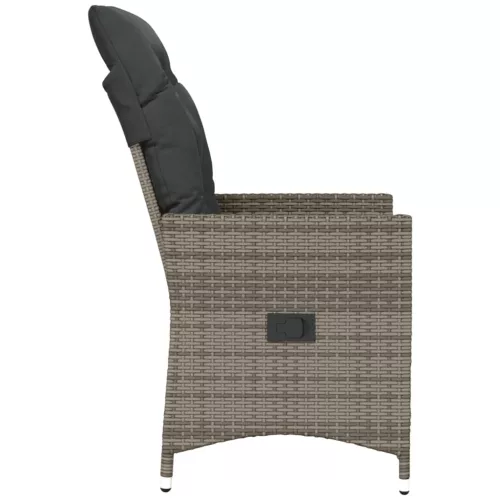  szürke polyrattan dönthető kerti szék párnákkal