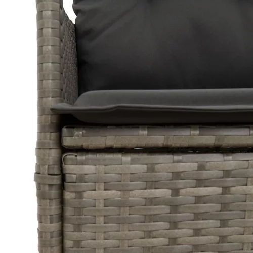  szürke polyrattan dönthető kerti szék párnákkal