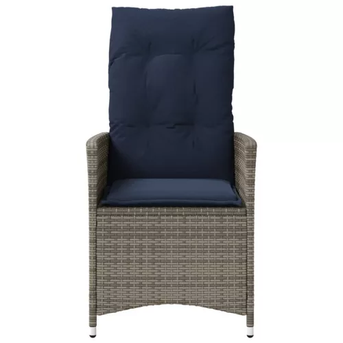  szürke polyrattan dönthető kerti szék párnákkal