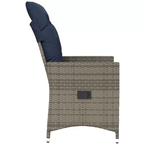  szürke polyrattan dönthető kerti szék párnákkal