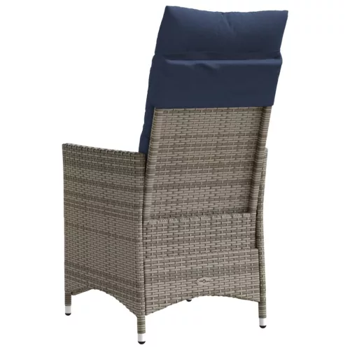  szürke polyrattan dönthető kerti szék párnákkal
