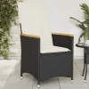  fekete polyrattan dönthető kerti szék párnával
