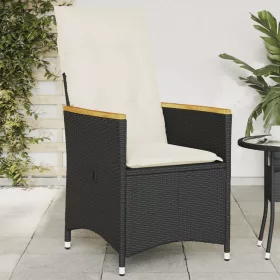  fekete polyrattan dönthető kerti szék párnával