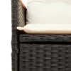  fekete polyrattan dönthető kerti szék párnával