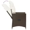  2 db barna polyrattan dönthető kerti szék párnákkal