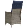  2 db szürke polyrattan dönthető kerti szék párnákkal