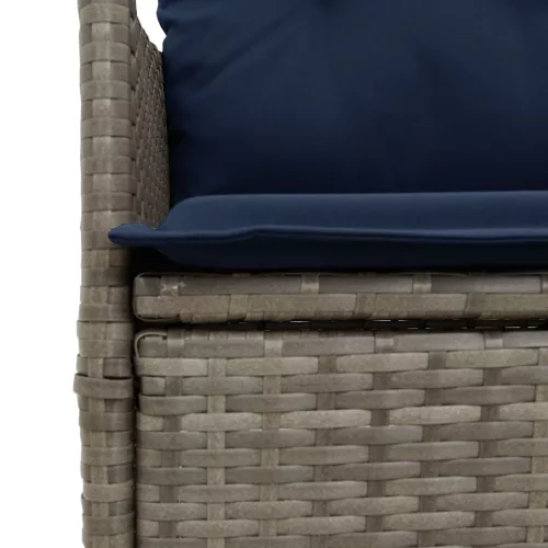  2 db szürke polyrattan dönthető kerti szék párnákkal