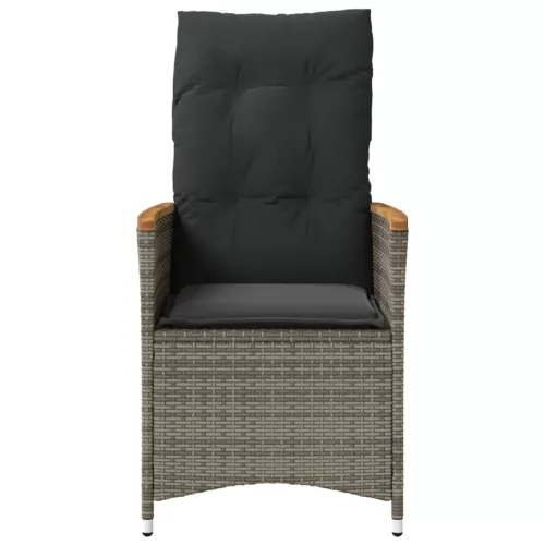  2 db szürke polyrattan dönthető kerti szék párnákkal