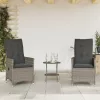  3 részes szürke polyrattan bisztrógarnitúra párnákkal